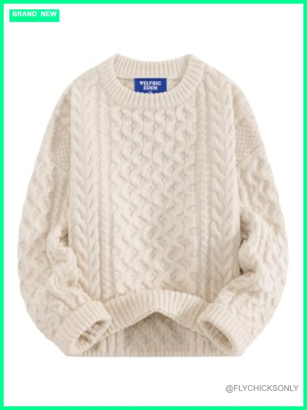 Oversized Chunky Cable Knit Crew Neck Pullover Sweater